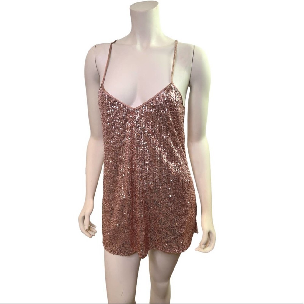 12-Jade - Johnny Was Blush Sequin Mini Dress Size XS - Picture 2 of 7